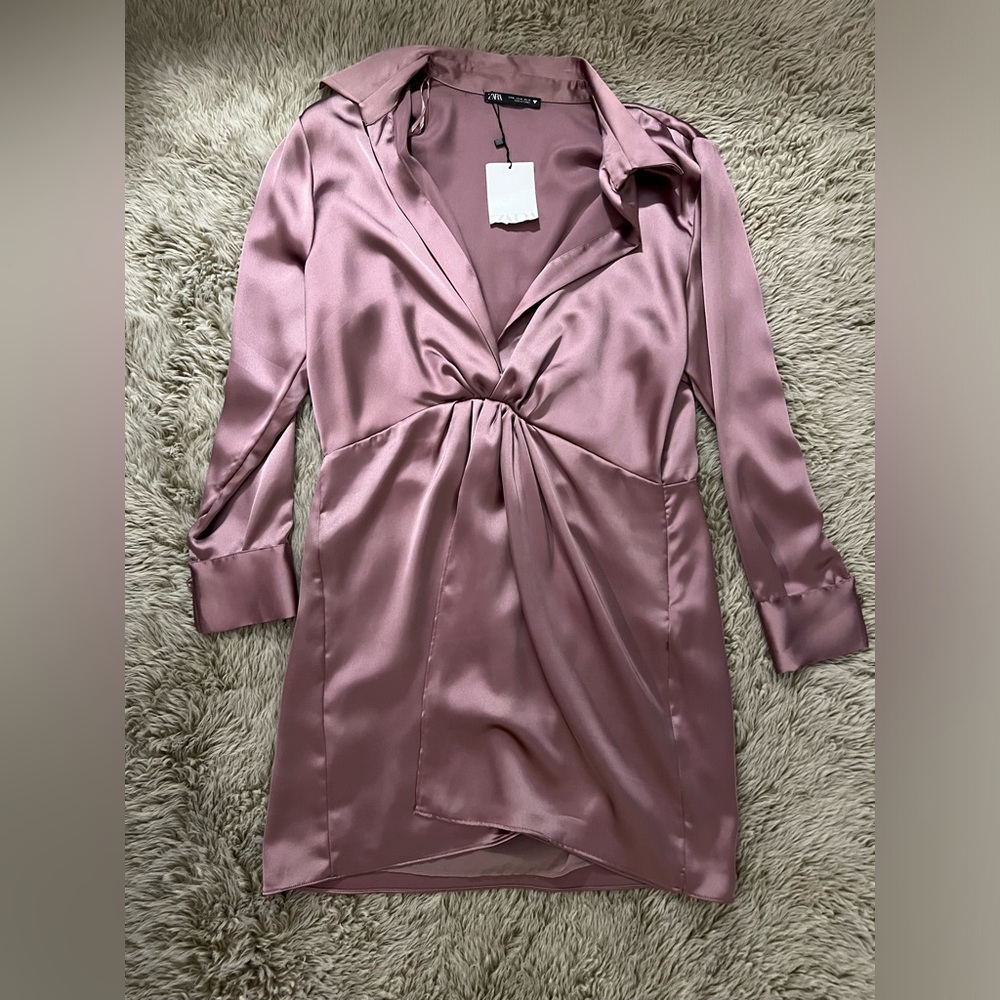 Zara Satin Dress in Dusty Pink